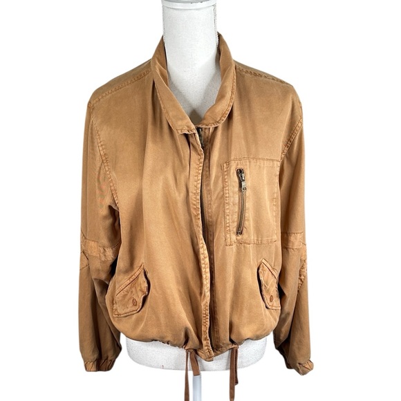 Young Fabulous & Broke Tan Clara Utility Bomber Jacket Size Medium Coastal - Picture 2 of 7